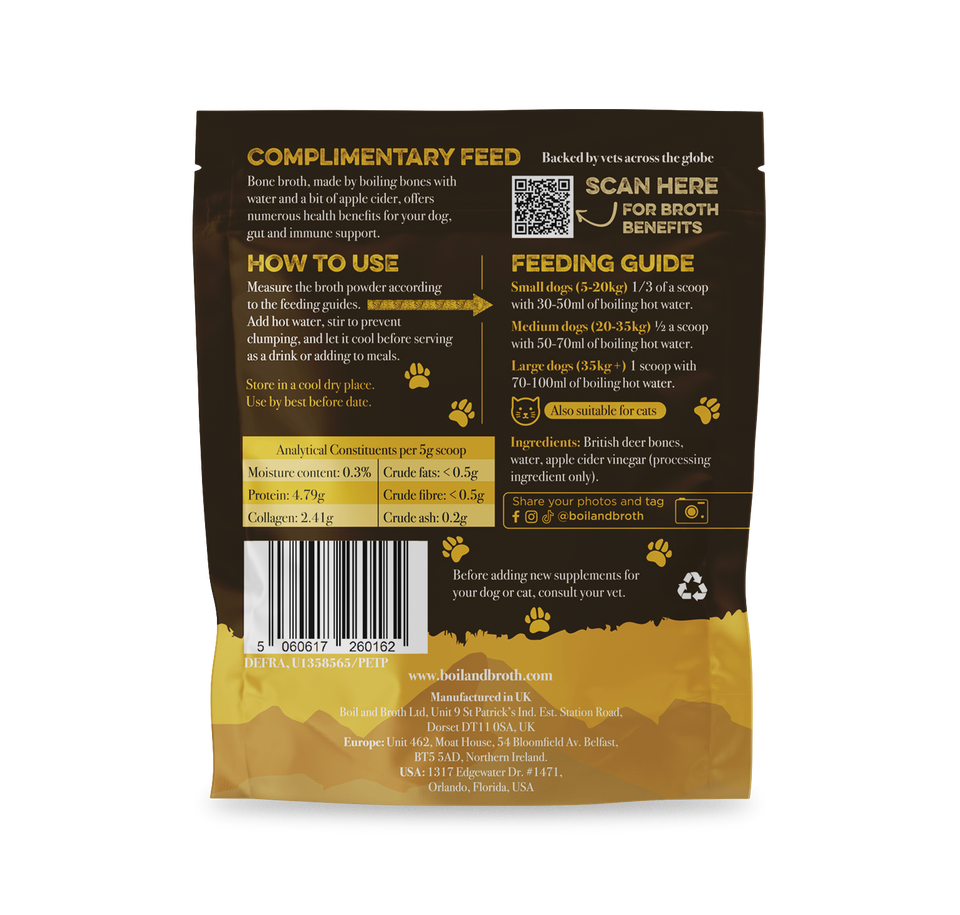 Image showcasing Venison Bone Broth for Dogs & Cats